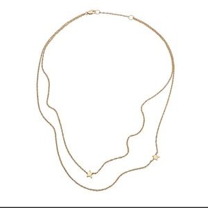 Jennifer Zeuner: STAR DOUBLE NECKLACE 20” Yellow gold-plated stainless steel